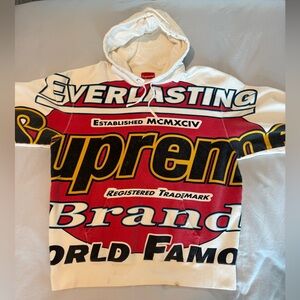 Supreme Red and White Graphic Hoodie